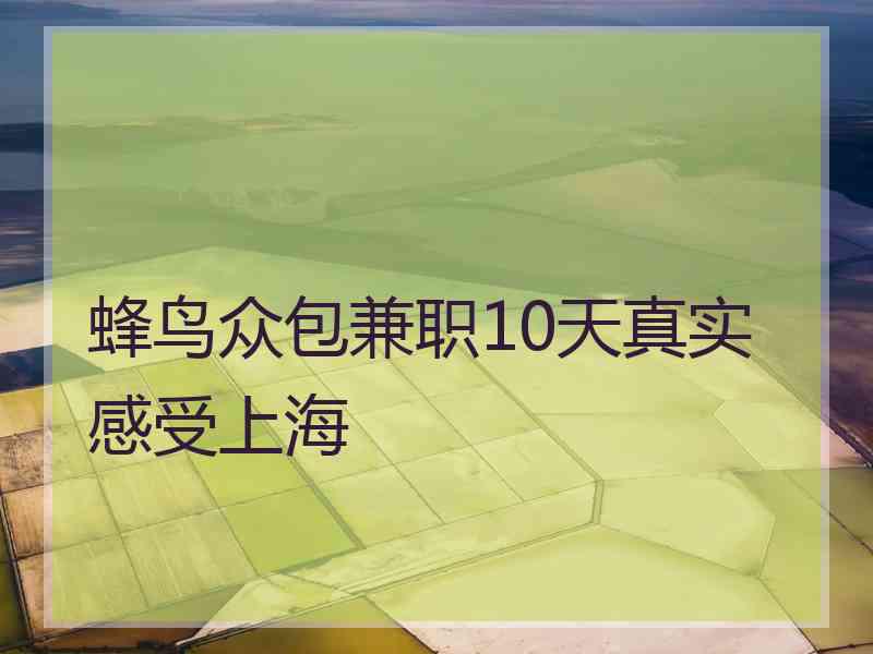 蜂鸟众包兼职10天真实感受上海