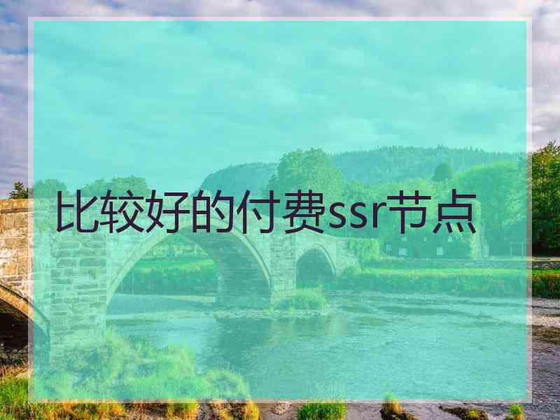 比较好的付费ssr节点