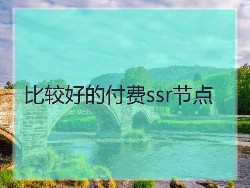 比较好的付费ssr节点