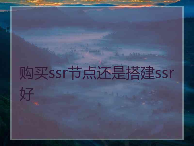 购买ssr节点还是搭建ssr好