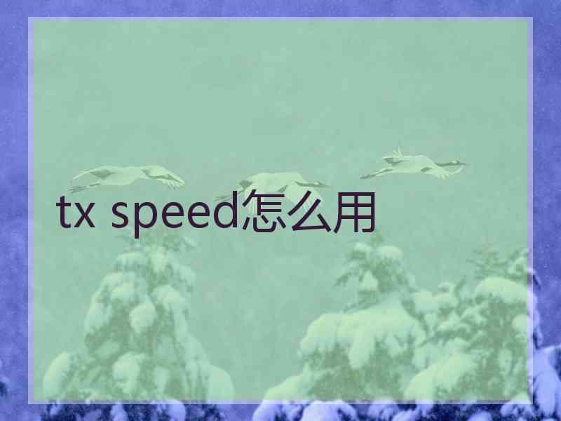 tx speed怎么用