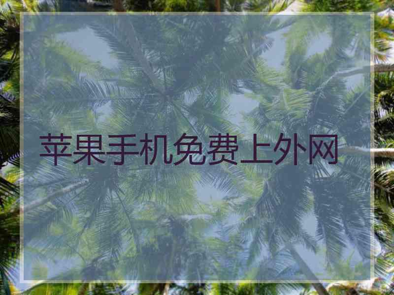 苹果手机免费上外网