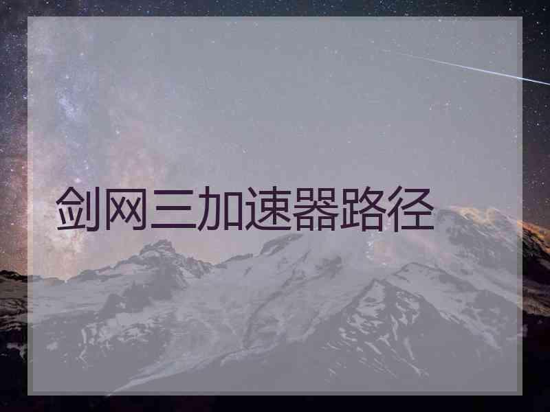 剑网三加速器路径