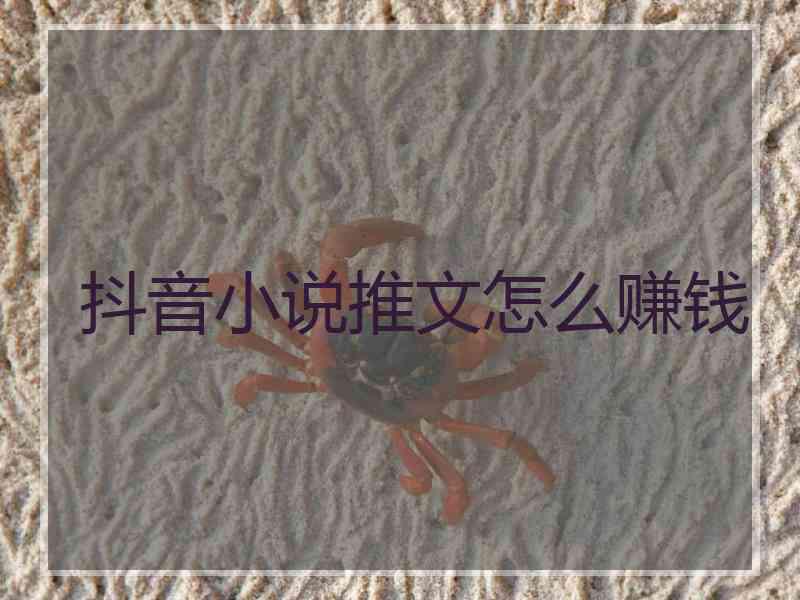 抖音小说推文怎么赚钱