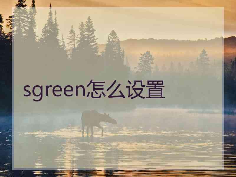 sgreen怎么设置