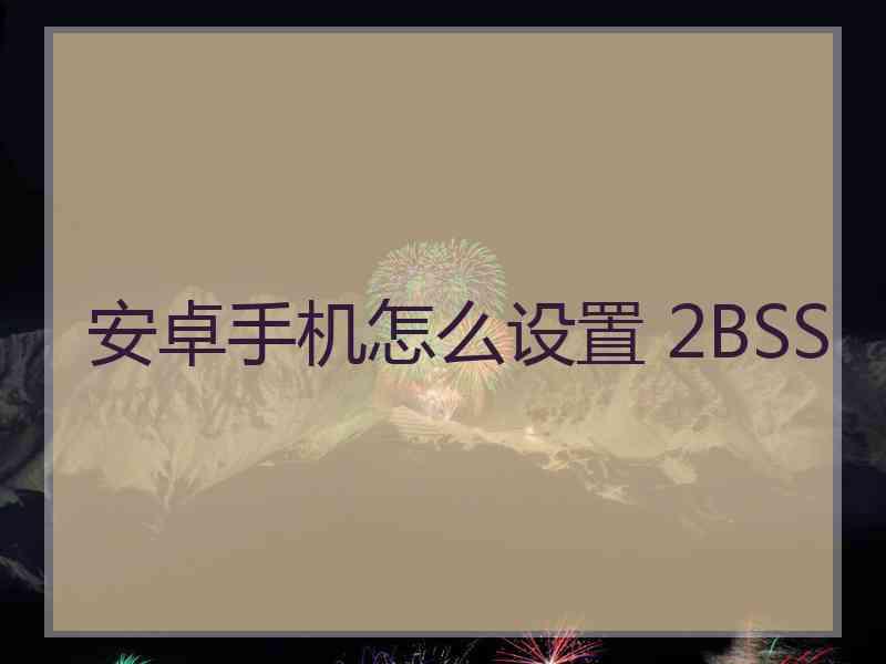 安卓手机怎么设置 2BSS