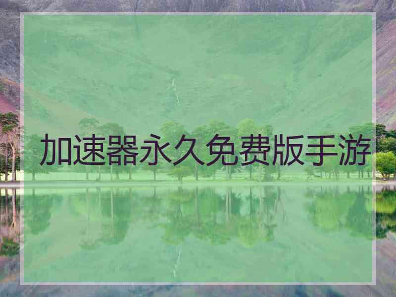 加速器永久免费版手游