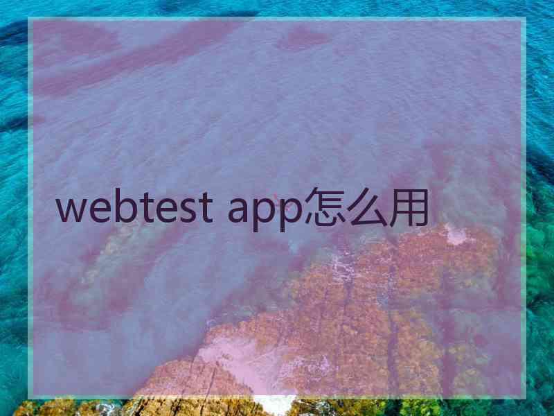 webtest app怎么用