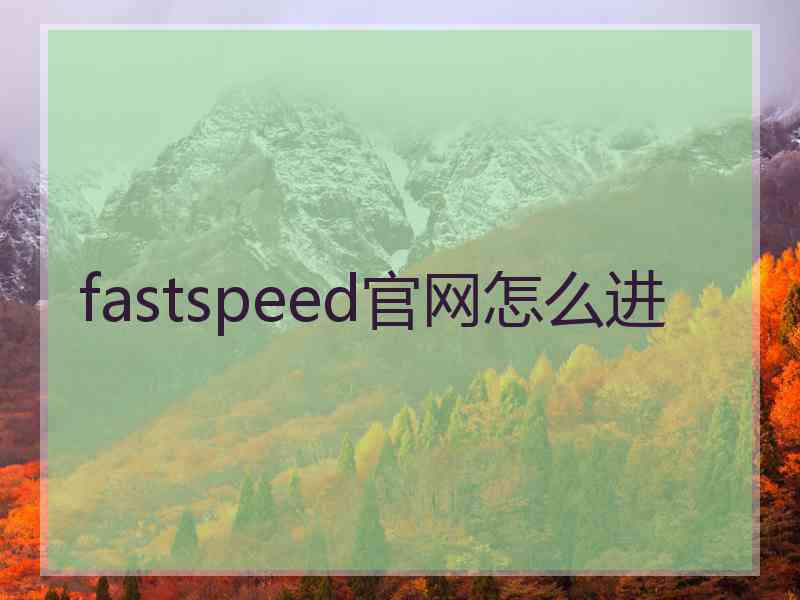 fastspeed官网怎么进