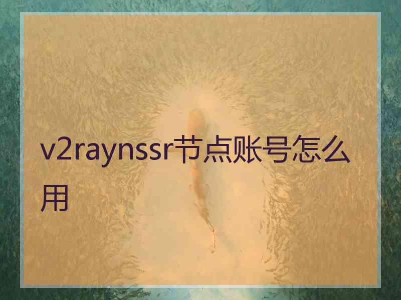 v2raynssr节点账号怎么用