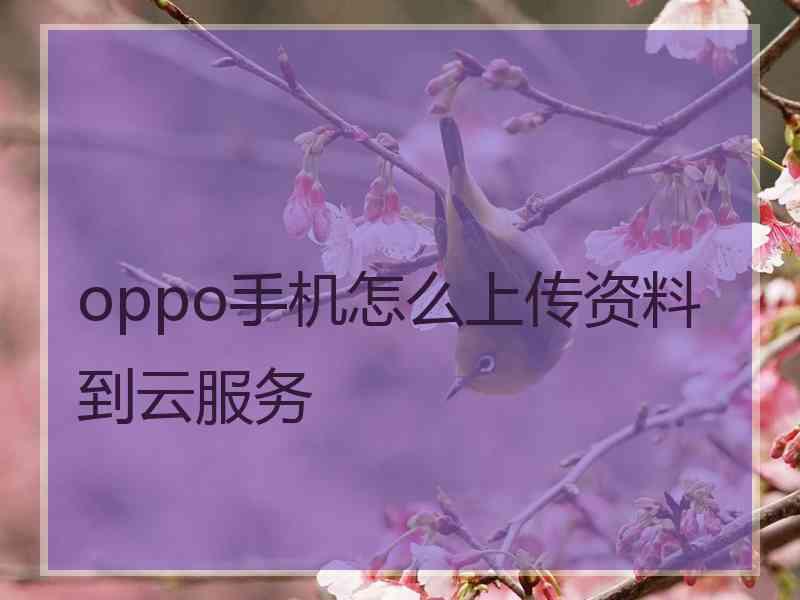 oppo手机怎么上传资料到云服务